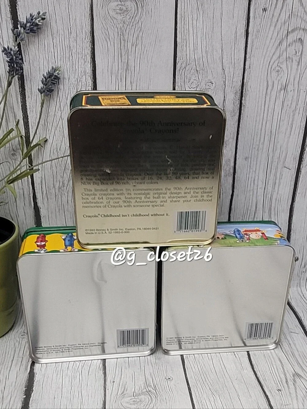 3 Vintage Crayola Boxes, 1993/1995, Limited Edition Crayons Empty Tins